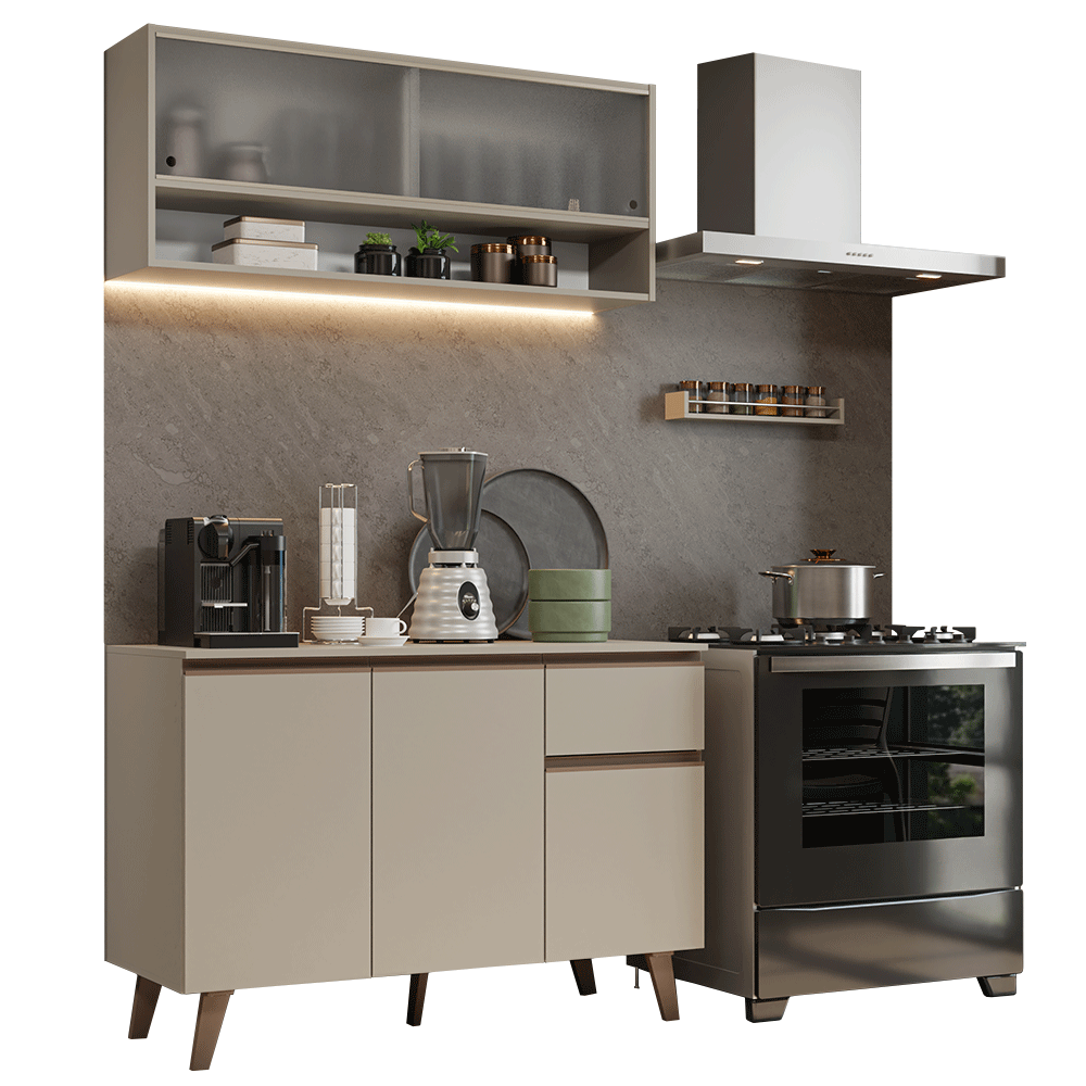 Armário de Cozinha Compacta 120 cm Crema Nice Madesa 02