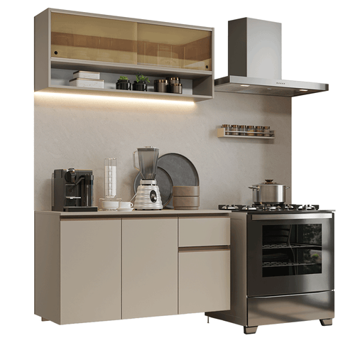 Armário de Cozinha Compacta 120 cm Suspensa Crema Nice Madesa 03