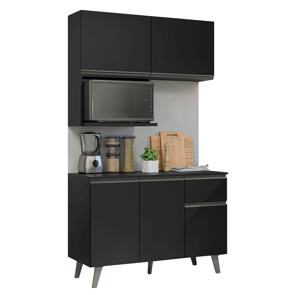 Armário de Cozinha Compacta 120 cm Preto Nice Madesa 05