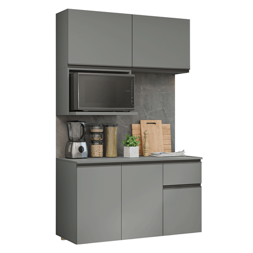 Armário de Cozinha Compacta 120 cm Suspensa Cinza Nice Madesa 06