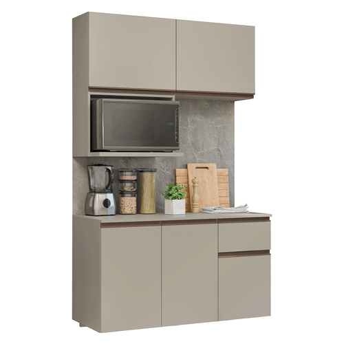 Armário de Cozinha Compacta 120 cm Suspensa Crema Nice Madesa 06