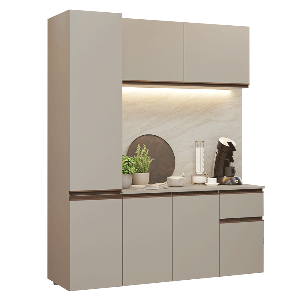 Armário de Cozinha Compacta 160 cm Suspenso Crema Nice Madesa 02