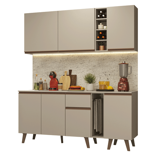 Armário de Cozinha Compacta 180 cm Crema Nice Madesa 01