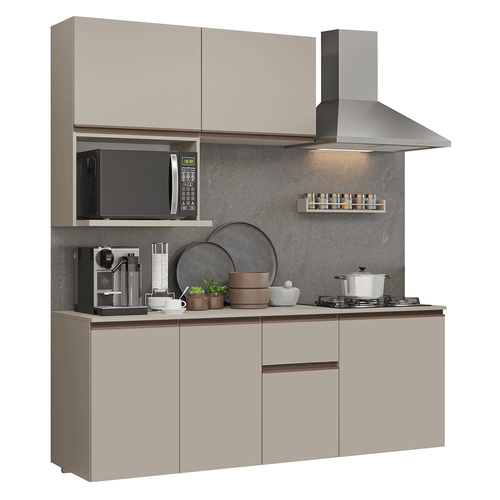 Armário de Cozinha Compacta 180 cm Suspensa Crema Nice Madesa 03