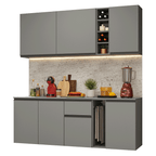 Armário de Cozinha Compacta 180 cm Suspenso Cinza Nice Madesa 04