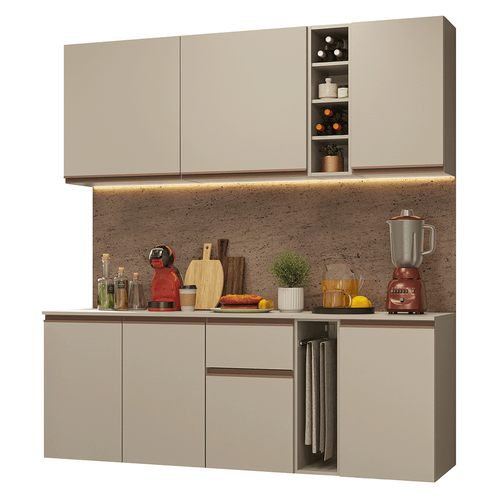 Armário de Cozinha Compacta 180 cm Suspenso Crema Nice Madesa 04