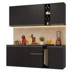 Armário de Cozinha Compacta 180 cm Suspenso Preto Nice Madesa 04