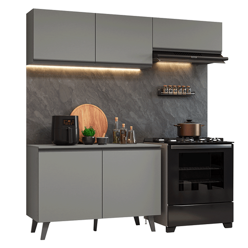 Armário de Cozinha Compacta 200cm Cinza Nice Madesa 01