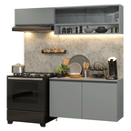 Armário de Cozinha Compacta Suspenso 200cm Cinza Nice Madesa 08
