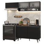 Armário de Cozinha Compacta 200 cm Preto Nice Madesa 09