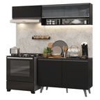 Armário de Cozinha Compacta 200 cm Preto Nice Madesa 10
