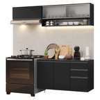Armário de Cozinha Compacta 200 cm Suspenso Preto Nice Madesa 11