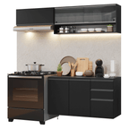 Armário de Cozinha Compacta 200 cm Suspenso Preto Nice Madesa 12
