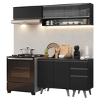 Armário de Cozinha Compacta 200 cm Preto Nice Madesa 14