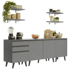 Armário de Cozinha Compacta 240cm Cinza Nice Madesa 01