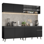Armário de Cozinha Completa 260 cm Preto Nice Madesa 03