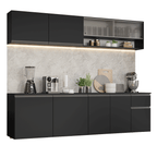 Armário de Cozinha Completa 260 cm Suspenso Preto Nice Madesa 04