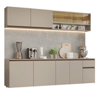 Armário de Cozinha Completa 240 cm Suspenso Crema Nice Madesa 05