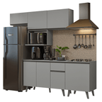 Armário de Cozinha Completa 240 cm Cinza Nice Madesa 06
