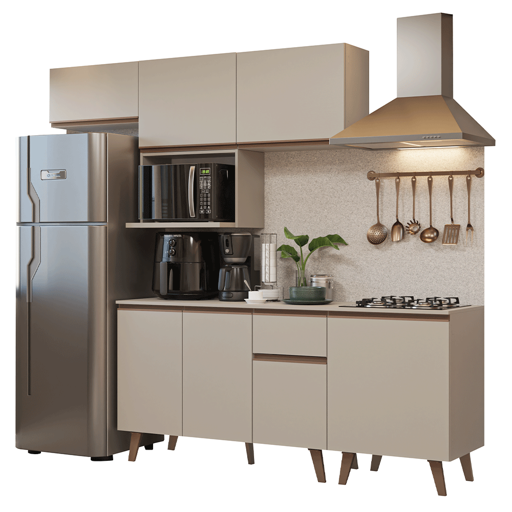 Armário de Cozinha Completa 240 cm Crema Nice Madesa 06