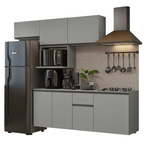 Armário de Cozinha Completa 240 cm Suspensa Cinza Nice Madesa 07