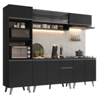 Armário de Cozinha Completa 260 cm Preto Nice Madesa 01