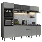 Armário de Cozinha Completa 260cm Cinza Nice Madesa 02