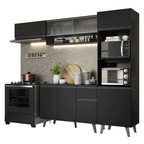 Armário de Cozinha Completa 260 cm Preto Nice Madesa 04