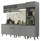 Armário de Cozinha Completa 260cm Cinza Nice Madesa 06