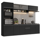 Armário de Cozinha Completa 260 cm Suspenso Preto Nice Madesa 015