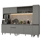 Armário de Cozinha Completa 280 cm Cinza Nice Madesa 03