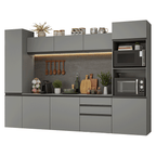 Armário de Cozinha Completa 280cm Suspensa Cinza Nice Madesa 06