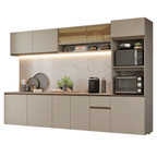 Armário de Cozinha Completa 300 cm Suspenso Crema Nice Madesa 03