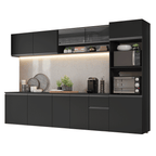 Armário de Cozinha Completa 300 cm Suspenso Preto Nice Madesa 03