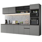Armário de Cozinha Completa Suspenso 300cm Cinza Nice Madesa 04
