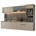 Armário de Cozinha Completa 300 cm Suspenso Crema Nice Madesa 04