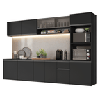Armário de Cozinha Completa 300 cm Suspenso Preto Nice Madesa 04