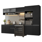 Armário de Cozinha Completa 300 cm Suspenso Preto Nice Madesa 06