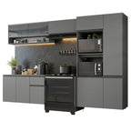 Armário de Cozinha Completa Suspenso 300cm Cinza Nice Madesa 07