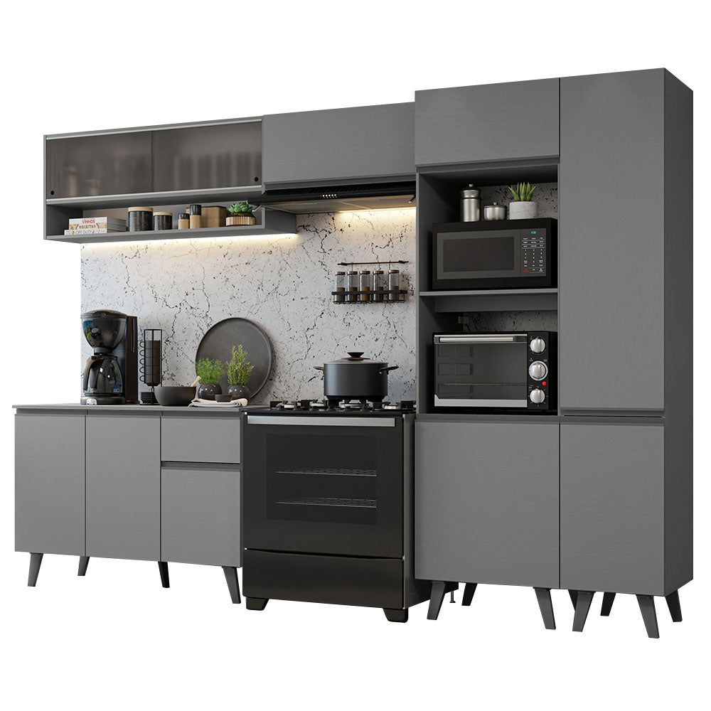 Armário de Cozinha Completa 300cm Cinza Nice Madesa 08