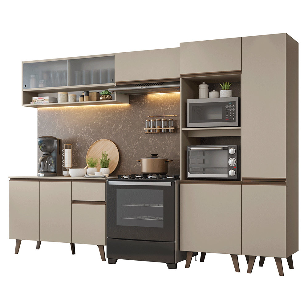 Armário de Cozinha Completa 300cm Crema Nice Madesa 08