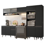 Armário de Cozinha Completa 300 cm Preto Nice Madesa 08