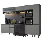 Armário de Cozinha Completa 300cm Cinza Nice Madesa 09