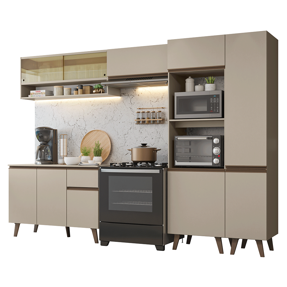 Armário de Cozinha Completa 300cm Crema Nice Madesa 09