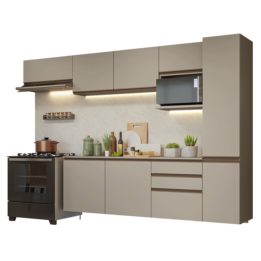 Armário de Cozinha Completa 300cm Suspensa Crema Nice Madesa 10