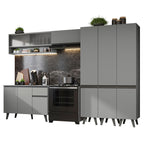 Armário de Cozinha Completa 320cm Cinza Nice Madesa 03