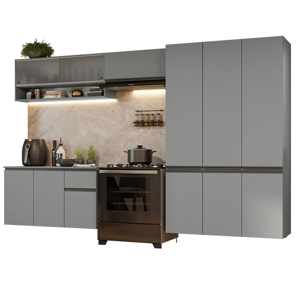 Armário de Cozinha Completa Suspenso 320cm Cinza Nice Madesa 05