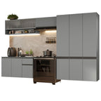 Armário de Cozinha Completa Suspenso 320cm Cinza Nice Madesa 05