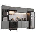 Armário de Cozinha Completa 340cm Suspensa Cinza Nice Madesa 02