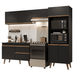 Armário de Cozinha Completa 260 cm Preto Pieta Madesa 02